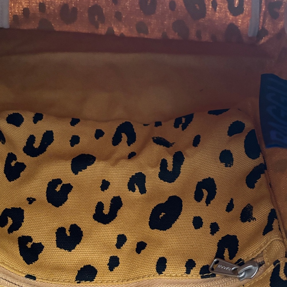 BAGGU Canvas Duck Bag- Cheetah / Leopard Print Tote Bag - Yellow and Black - Picture 8 of 12